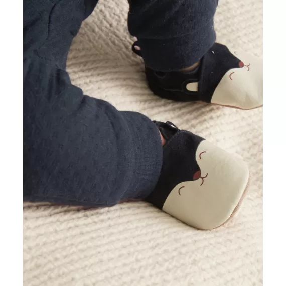 Chaussons en cuir avec motifs chat bébé garçon –  – Soldes