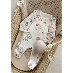 Pyjama Bébé En Velours Ouverture Pont Mya Ecru