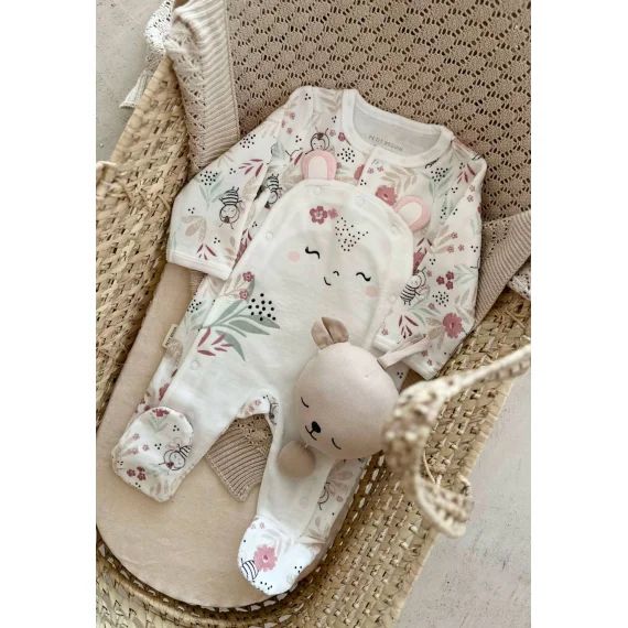 Pyjama Bébé En Velours Ouverture Pont Mya Ecru