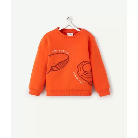 Sweat bébé garçon en fibres recyclées rouge avec animaux –  – Soldes