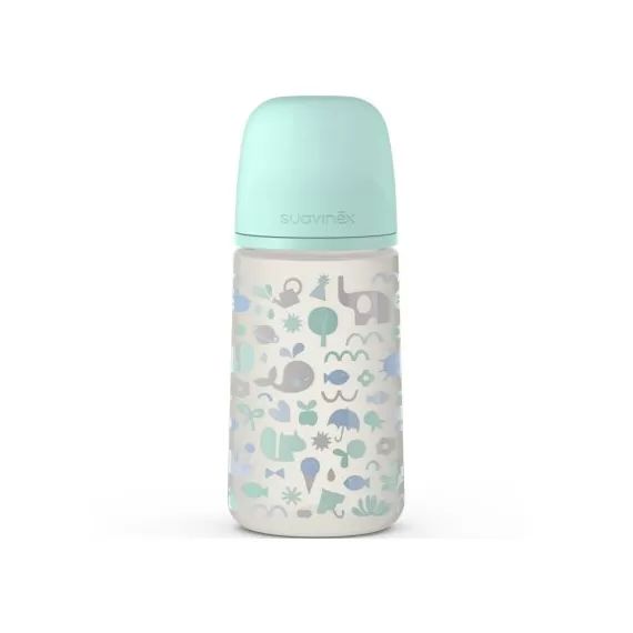 Biberon avec tétine symétrique SX PRO M Mémories aigue-marine (270 ml)