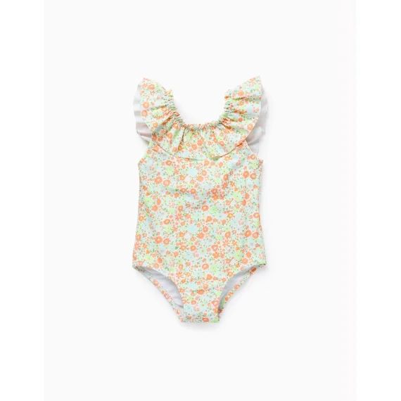 Ensemble De Bain Floral Avec Volants Orange