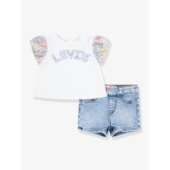Ensemble short et t-shirt bébé Levi&rsquo;s® beige clair uni