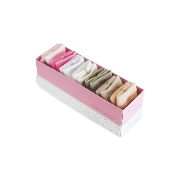 Lot de 7 paires de chaussettes bébé rose et taupe (0-6mois)