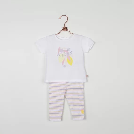 Legging à rayures Fille Blanc
