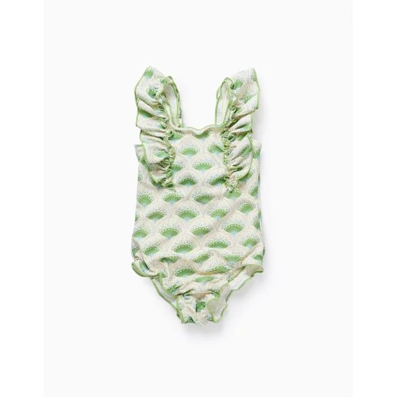 Maillot De Bain Avec Motif Et Volants Vert Clair