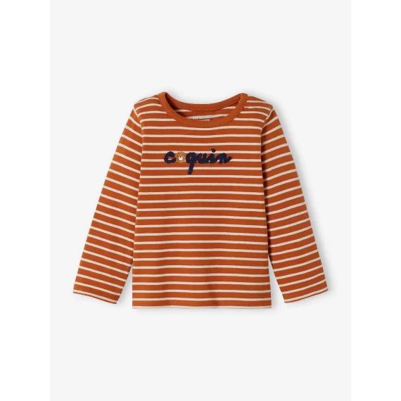 T-shirt rayé bébé brodé auburn rayé