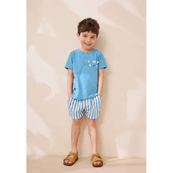Ensemble Bébé T-shirt Et Short Biscarosse Bleu