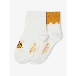 Lot de 2 paires de chaussettes abeilles bébé écru