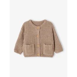 Gilet en grosse maille douillette bébé marron chiné