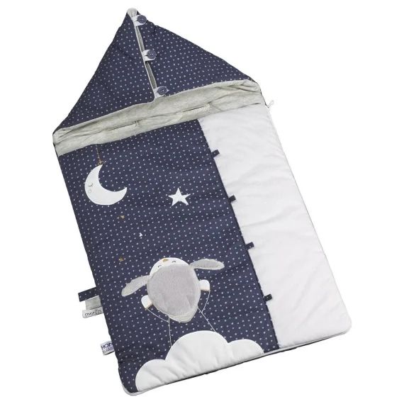 Nid D&rsquo;ange Nomade Bébé Mouton En Coton Bleu