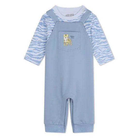 T-shirt et salopette en coton Garçon Blanc