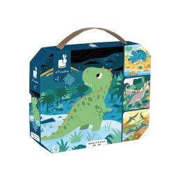 4 Puzzles Évolutifs Dinosaures Bleu
