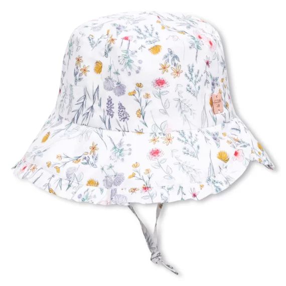 Chapeau en coton imprimé Fille Blanc