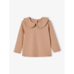 T-shirt manches longues bébé col claudine beige