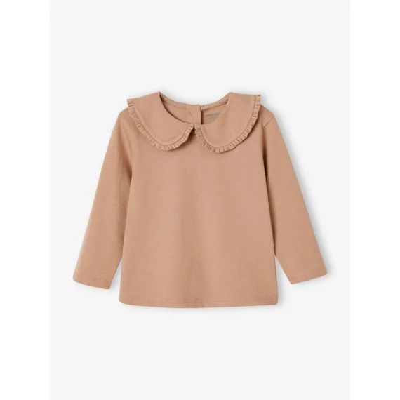 T-shirt manches longues bébé col claudine beige