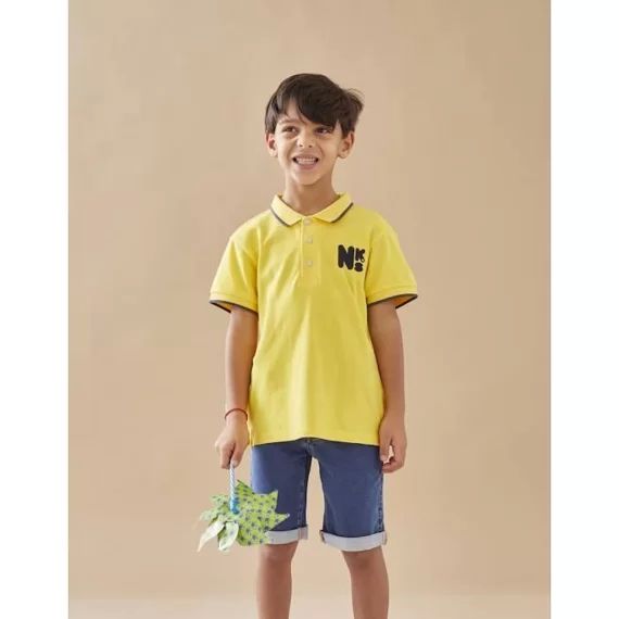 Polo en coton piqué jaune