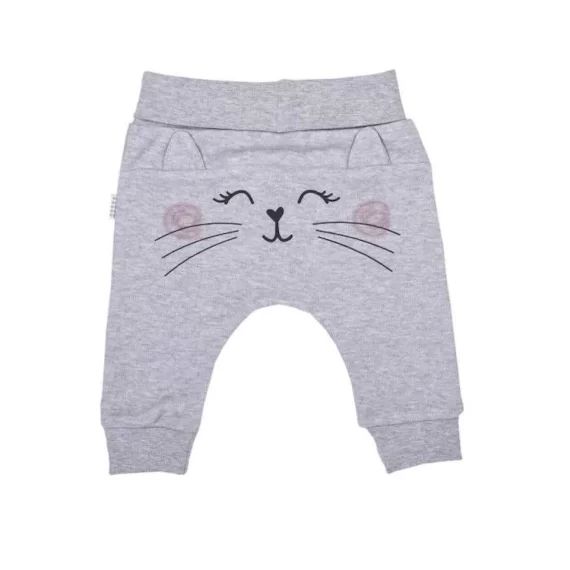 Pantalon bébé en coton biologique, CHATON Gris gris