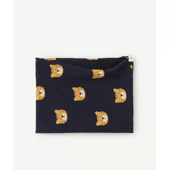 Snood bébé garçon en coton bleu marine imprimé chats –  – Soldes