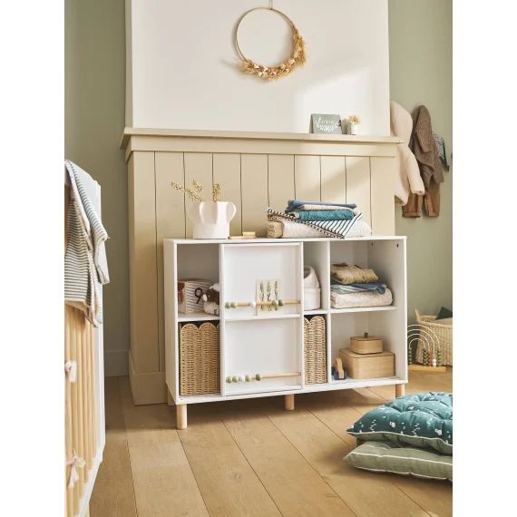 Meuble de rangement 6 cases avec boulier blanc