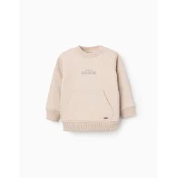 Sweat En Coton Avec Poche Kangourou Beige Clair