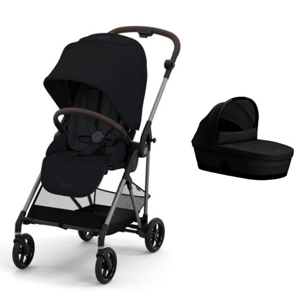 Poussette Cybex Melio 3 Châssis Bronze + Nacelle – Moon Black (2023)
