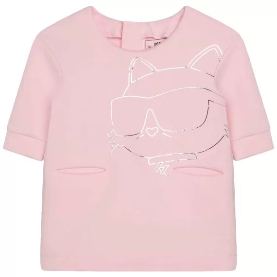 Robe sweat-shirt à poches Fille Rose