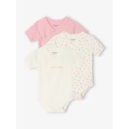 Lot de 3 bodies naissance manches courtes mon petit cœur rose