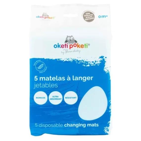 OKETI POKETI 5 MATELAS A LANGER JETABLES blanc