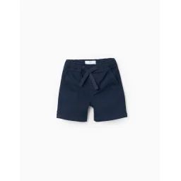 Short En Sergé Avec Taille Élastique Et Cordon Bleu Foncé