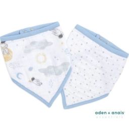Lot de 2 bavoirs bandanas en coton Space Explorers