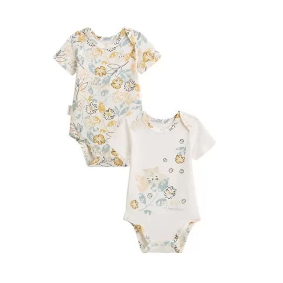 Lot De 2 Bodies Bébé Manches Courtes Capucine Blanc