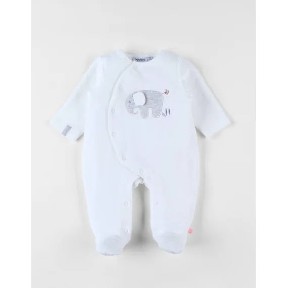 Pyjama Naissance 1 Pièce Éléphant En Jersey Ecru