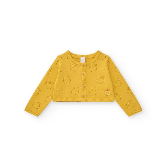 Veste En Tricot Pour Fille Avec Motif Ajouré De Pommes Jaune