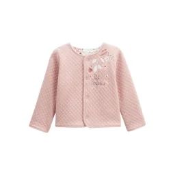 Gilet Bébé Réversible En Coton Matelassé Petit Safari Rose