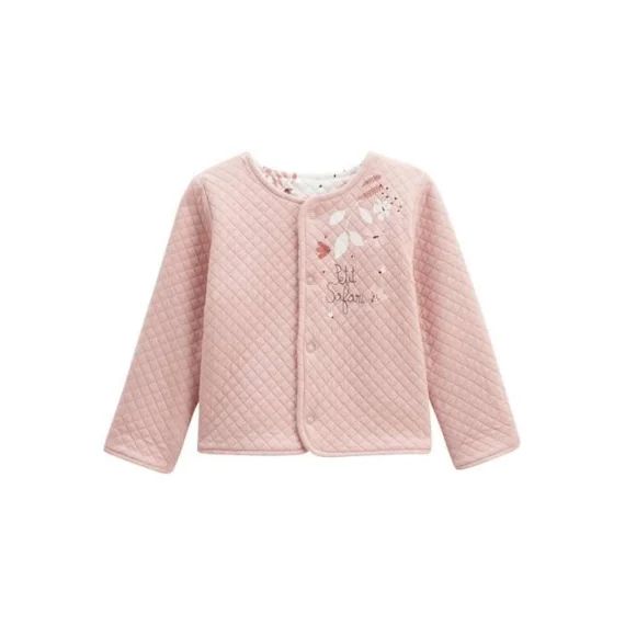 Gilet Bébé Réversible En Coton Matelassé Petit Safari Rose