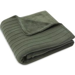 Couverture polaire en coton bio Pure Knit Leaf Green (75 x 100 cm)