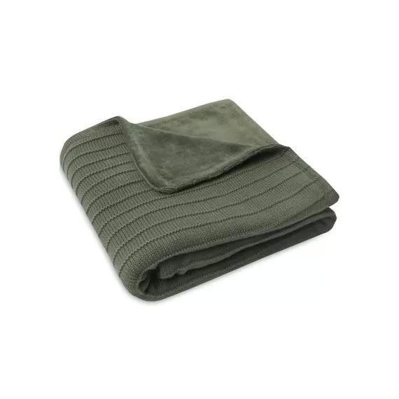 Couverture polaire en coton bio Pure Knit Leaf Green (75 x 100 cm)