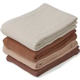 Lot de 2 langes en coton bio Hannah Rabbit rose (65 x 65 cm)