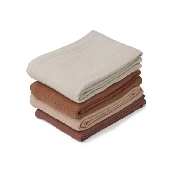 Lot de 2 langes en coton bio Hannah Rabbit rose (65 x 65 cm)