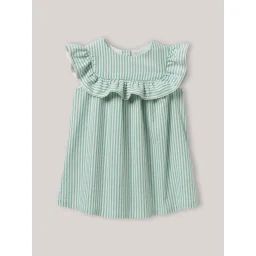 Robe À Volant Raye Vert