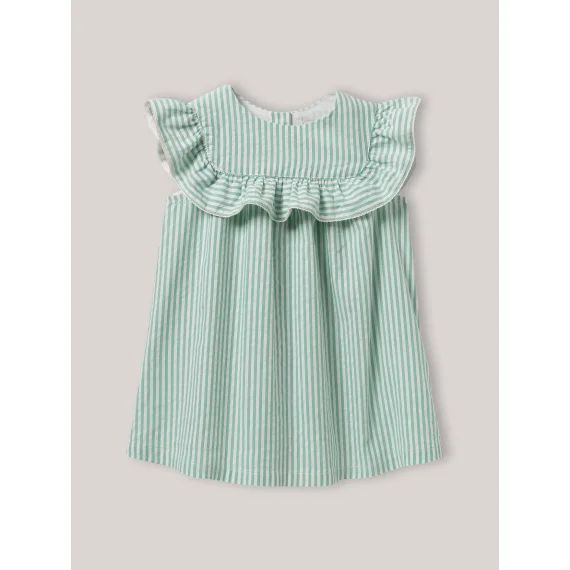 Robe À Volant Raye Vert