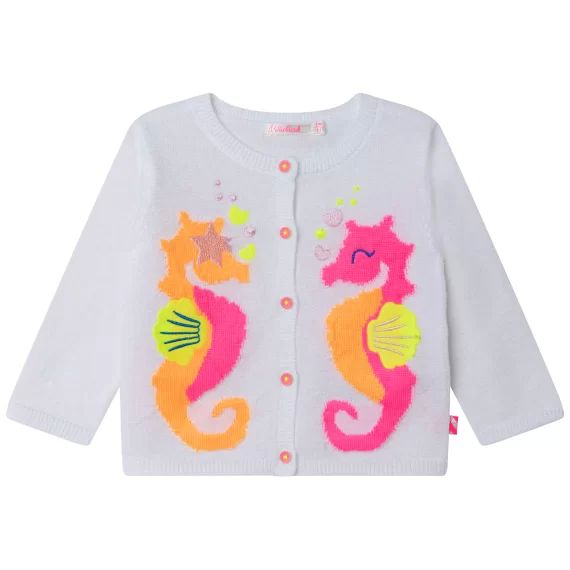Cardigan en tricot avec motifs Fille Blanc