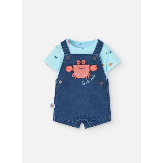 Ensemble T-shirt Et Salopette Courte Vert