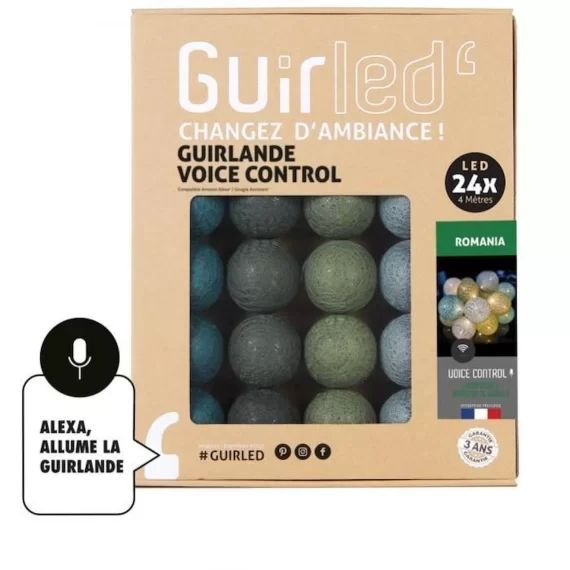 Guirlande lumineuse wifi boules coton LED USB – Commande Vocale – Maison connectée – Amazon Alexa & Google Assistant –  24 boules 2, marron