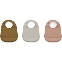 Lot de 3 bavoirs à poche en silicone Maru Dark rose multi mix