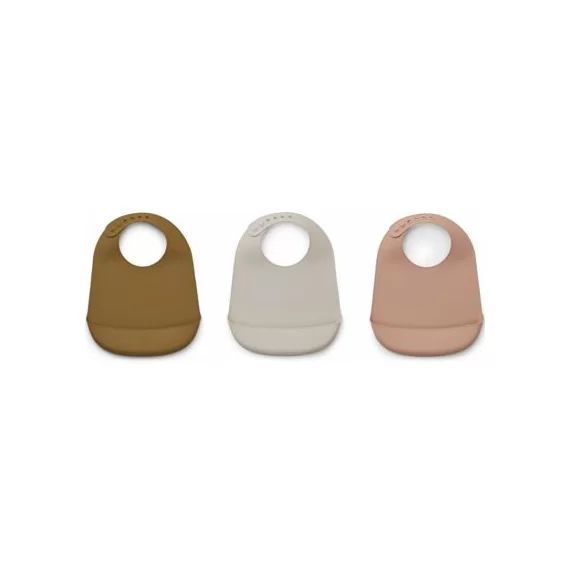 Lot de 3 bavoirs à poche en silicone Maru Dark rose multi mix