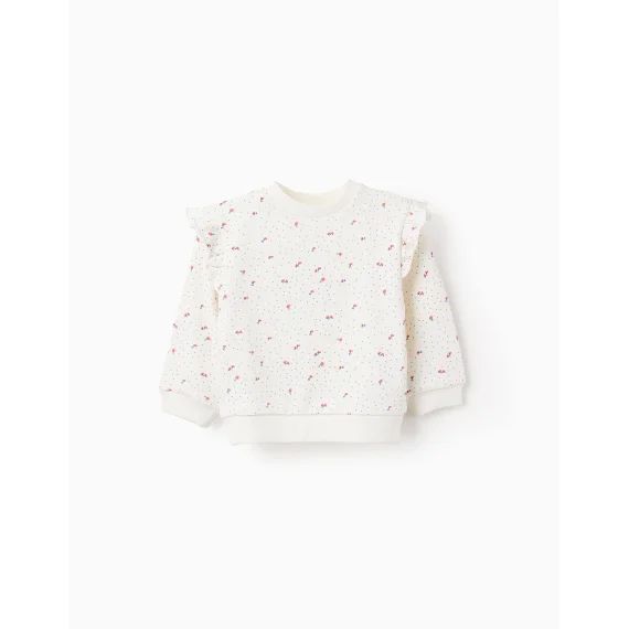 Sweat Avec Motif Et Volants Beige Clair