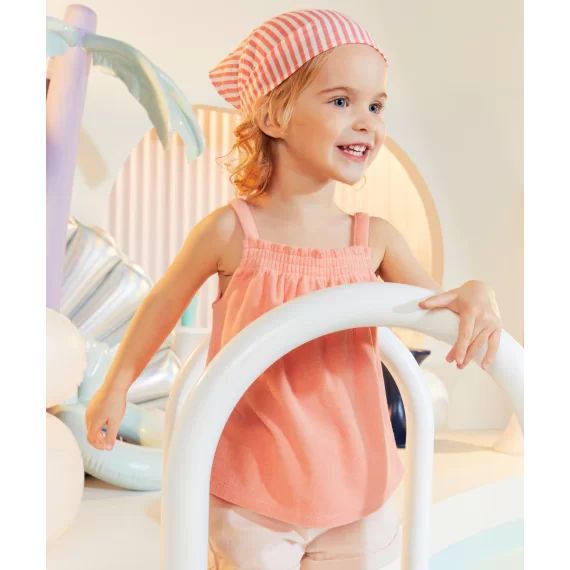 T-shirt à bretelles bébé fille en éponge corail –  – Soldes
