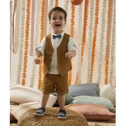 Chemise blanche bébé garçon en gaze de coton avec noeud amovible –  – Soldes